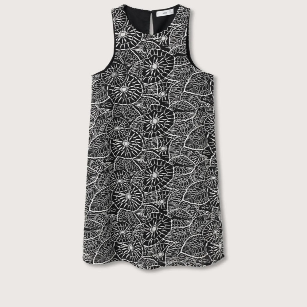 Mango embroidered cotton dress